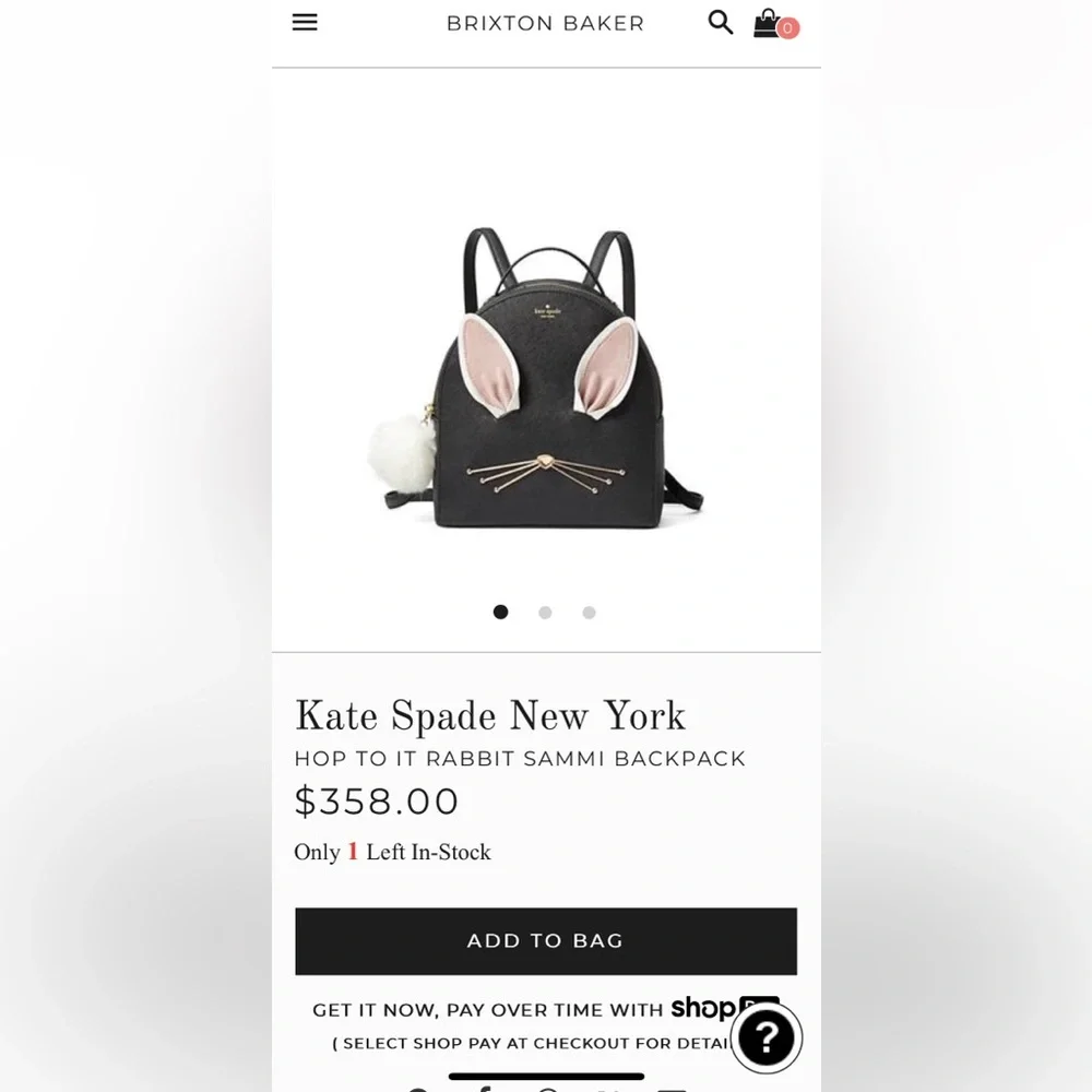 Kate Spade Hop To It Rabbit Backpack - Picture 9 of 9